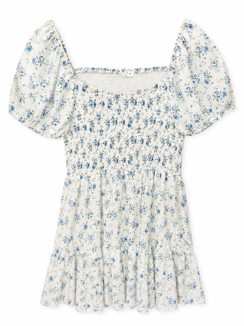 Altar'd State White Mini Dress with Blue Floral Print